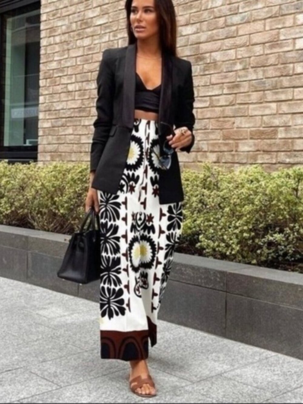 Zara XL Print Culottes high waisted crop